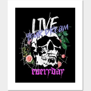 Preppy skeleton live your dream Posters and Art